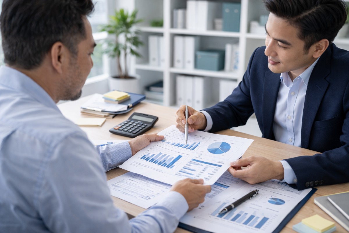 Ledger advisors reviewing client results